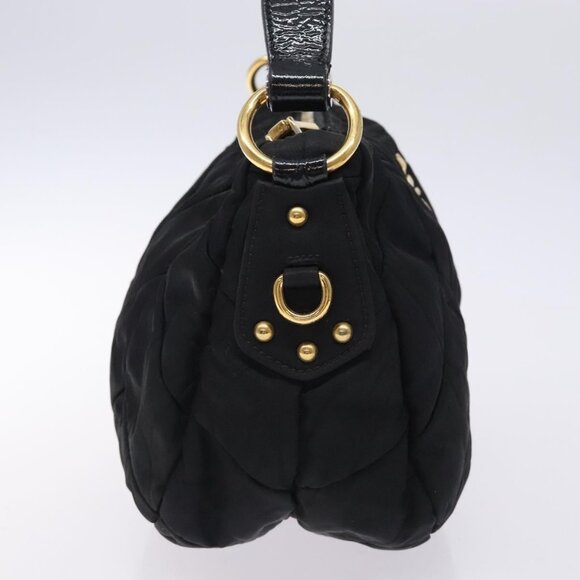 PRADA Shoulder Bag Nylon Black Gold Auth ki5865 - Picture 5 of 16